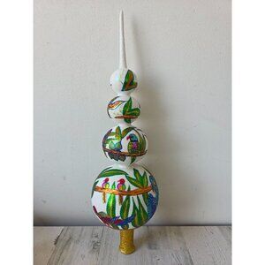 Larry fraga parrot tree topper finial tropical macaw RARE signed glitter sparkle